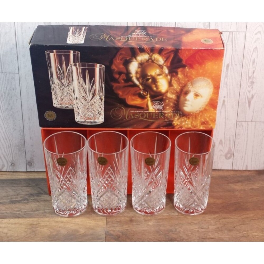 Cristal DArques Masquerade 4 Hi-Ball 12 1/4 oz Cocktail Collins Glasses Crystal